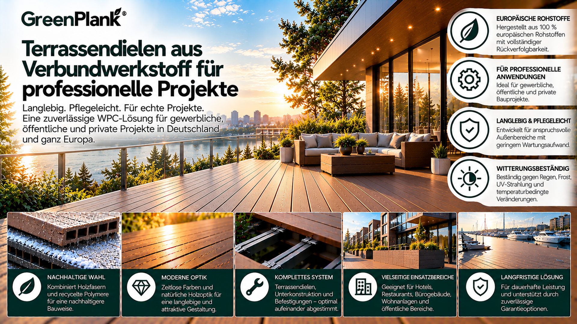 WPC Terrassendielen für professionelle Projekte | Green Plank