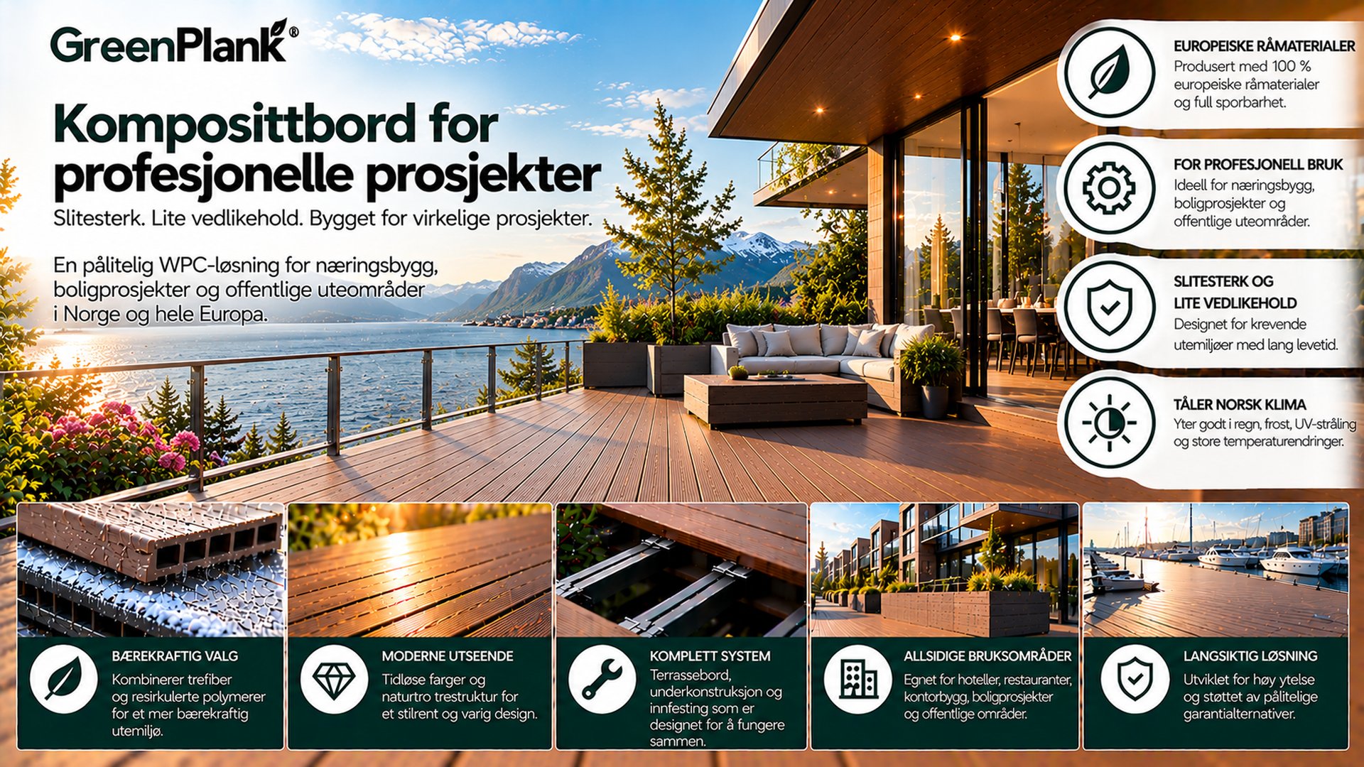Komposittbord for profesjonelle prosjekter | Green Plank