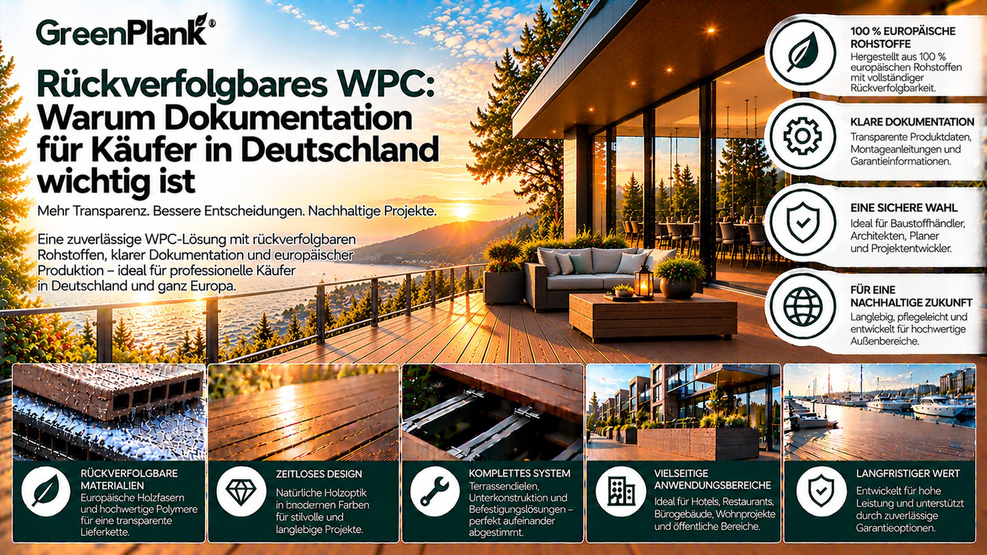 Rückverfolgbares WPC für deutsche Käufer | Green Plank