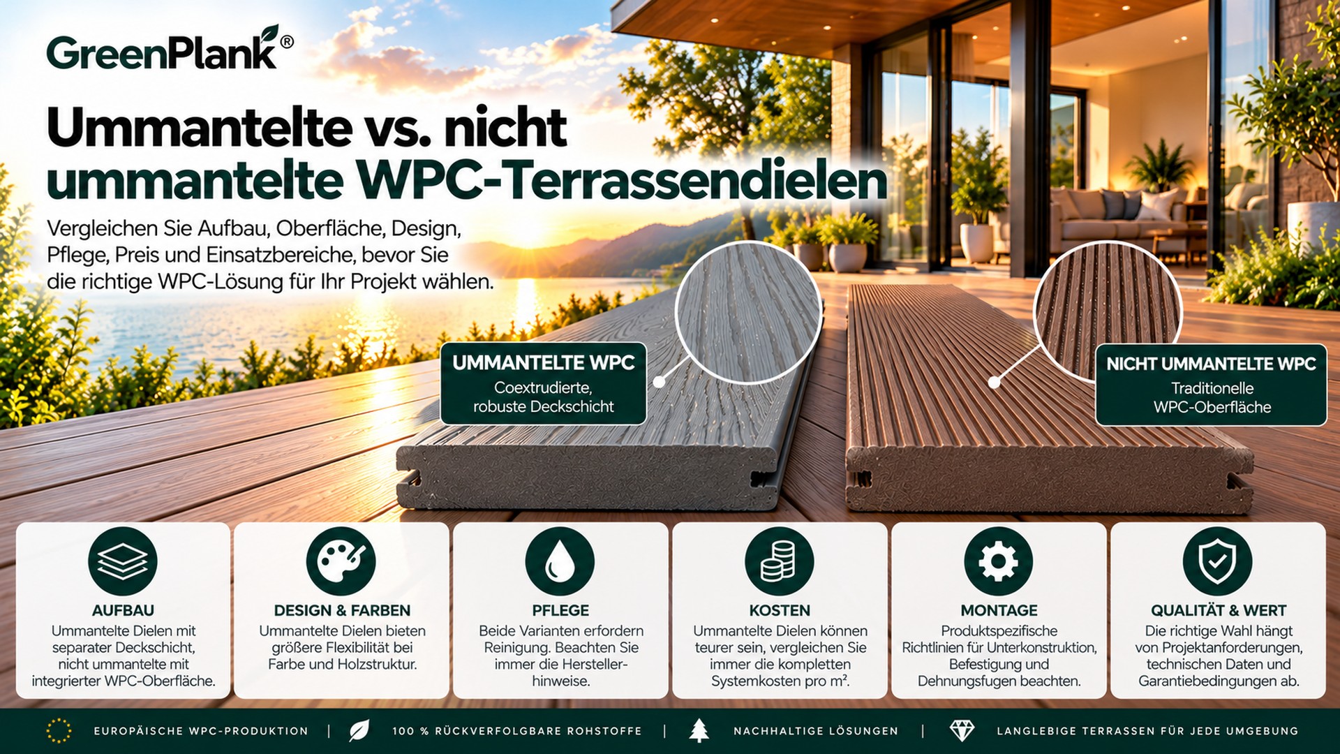 Ummantelte vs. nicht ummantelte WPC-Terrassendielen