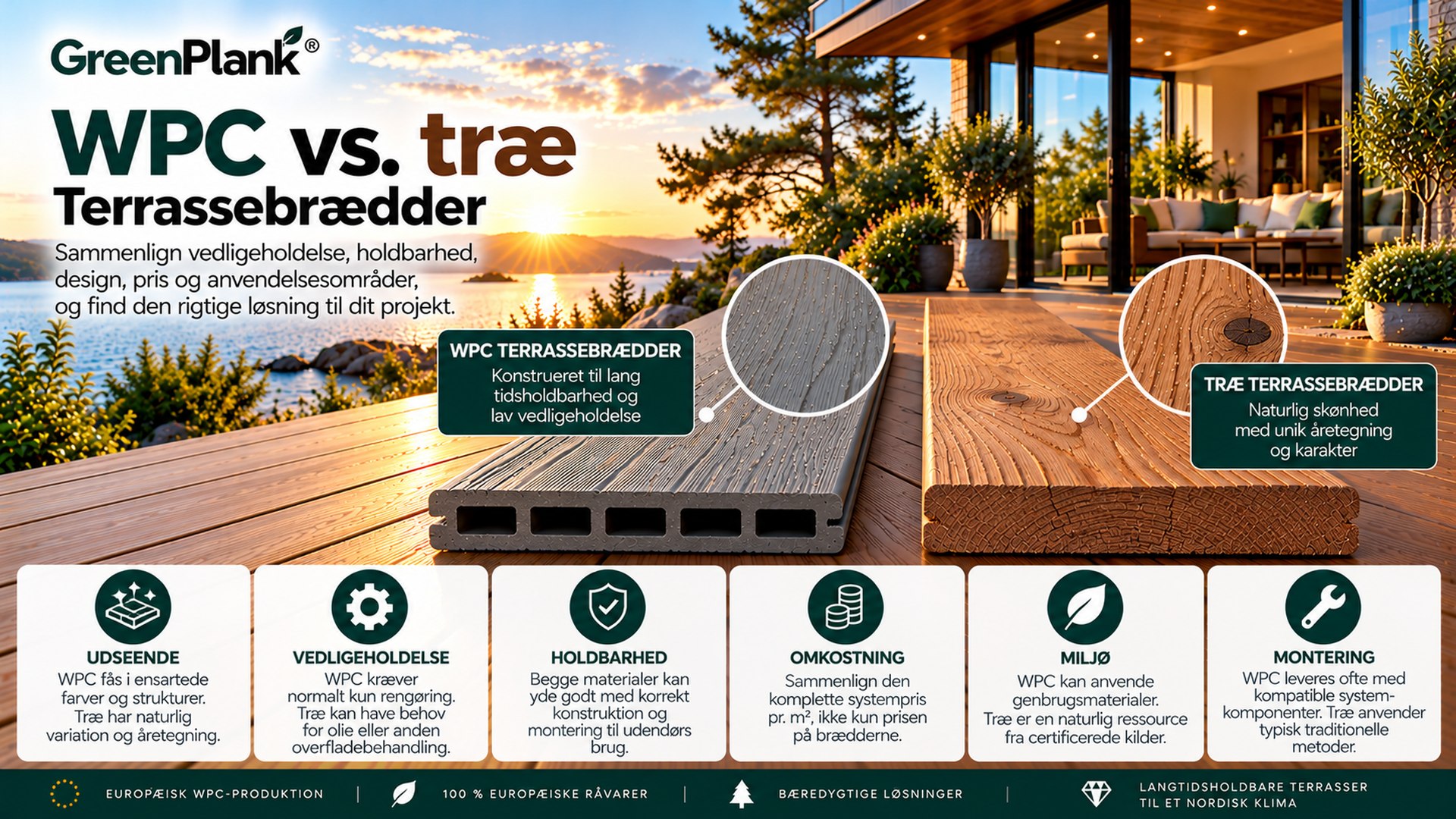 WPC vs. træ: Terrassebrædder til Danmark | Green Plank