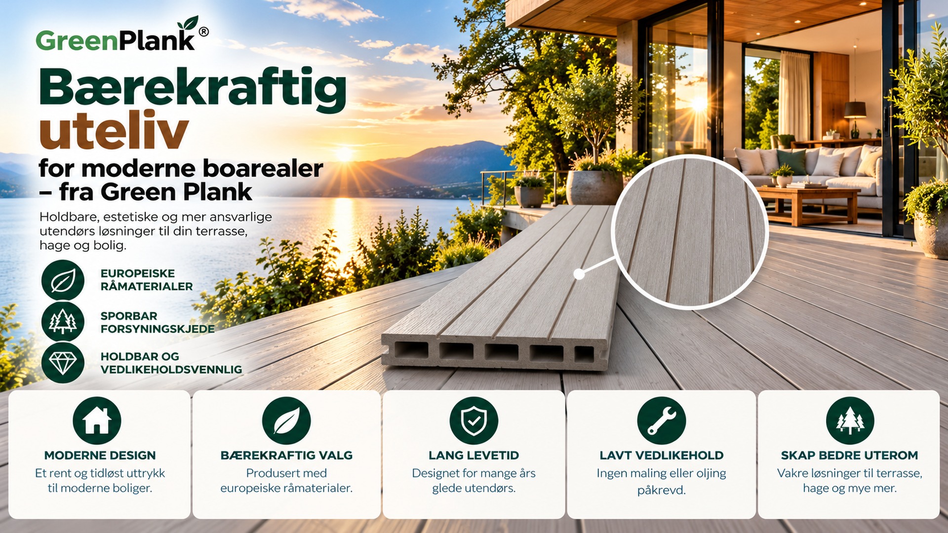 Bærekraftig uteliv med Green Plank WPC-terrasse