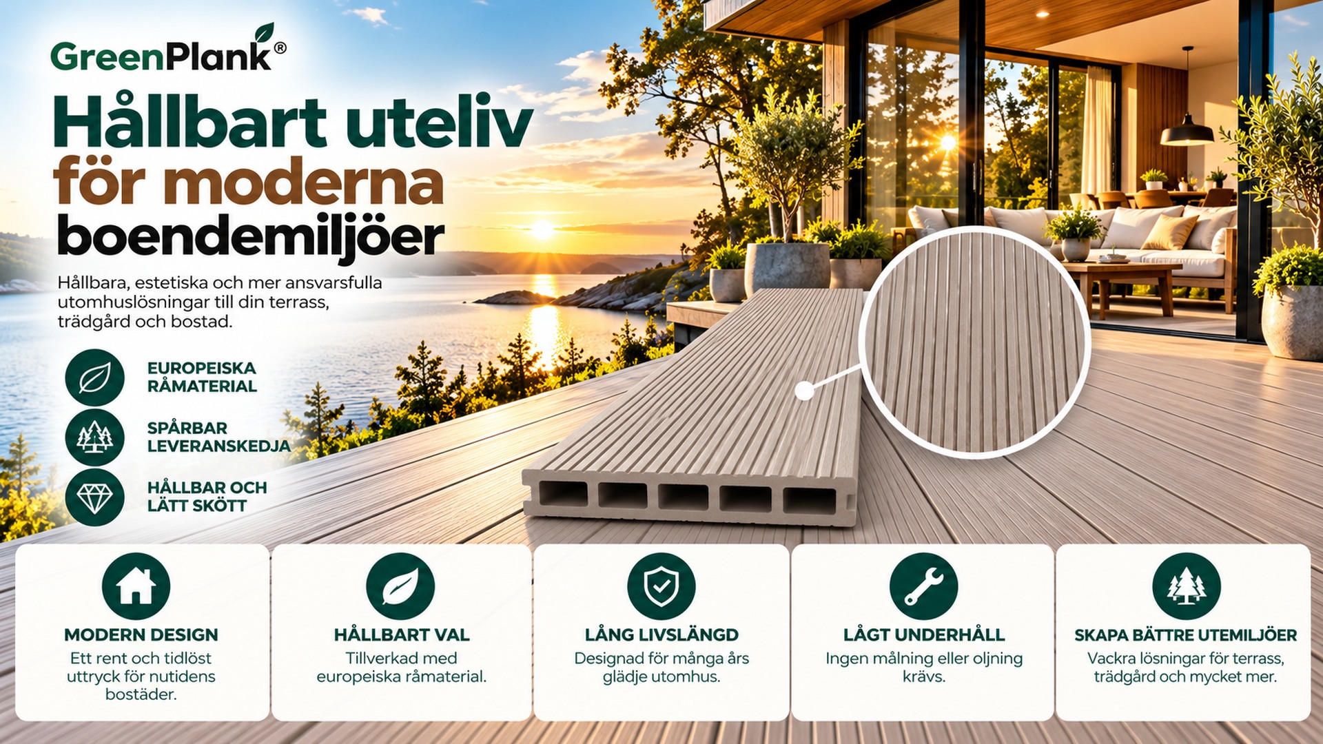 Hållbart uteliv med Green Plank WPC-trall i Sverige