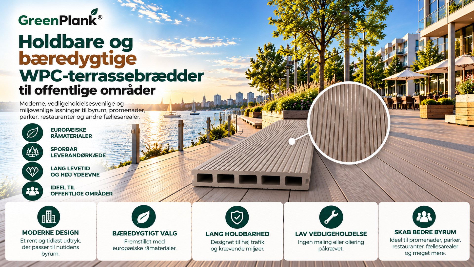 WPC-terrassebrædder til offentlige områder | Green Plank
