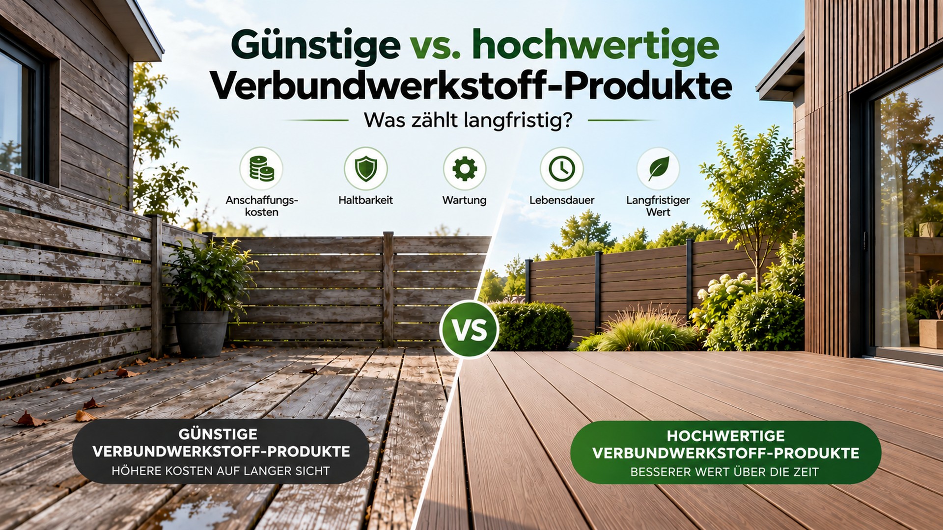Günstige vs. hochwertige WPC-Produkte | Green Plank