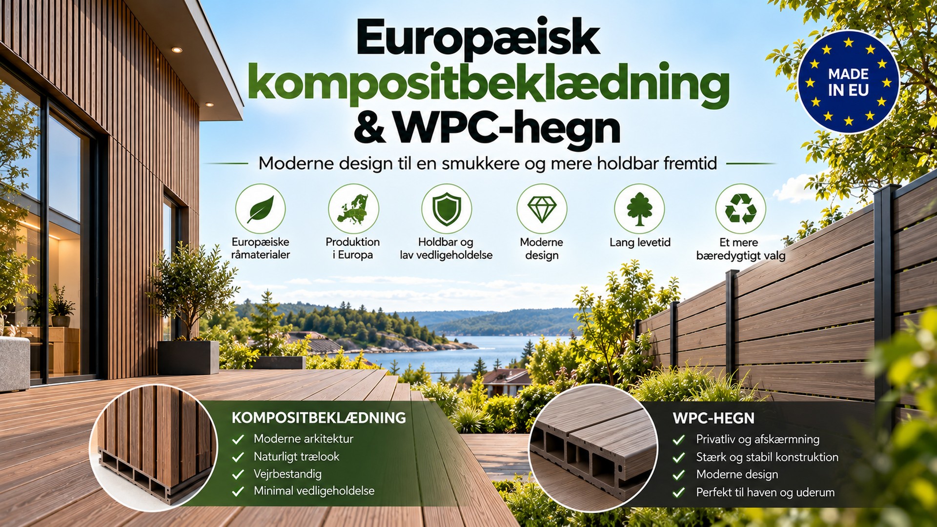 Europæisk kompositbeklædning & WPC-hegn | Green Plank