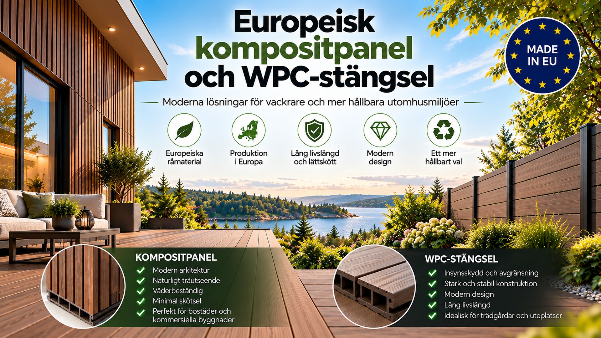 Europeisk kompositpanel & WPC-stängsel | Green Plank