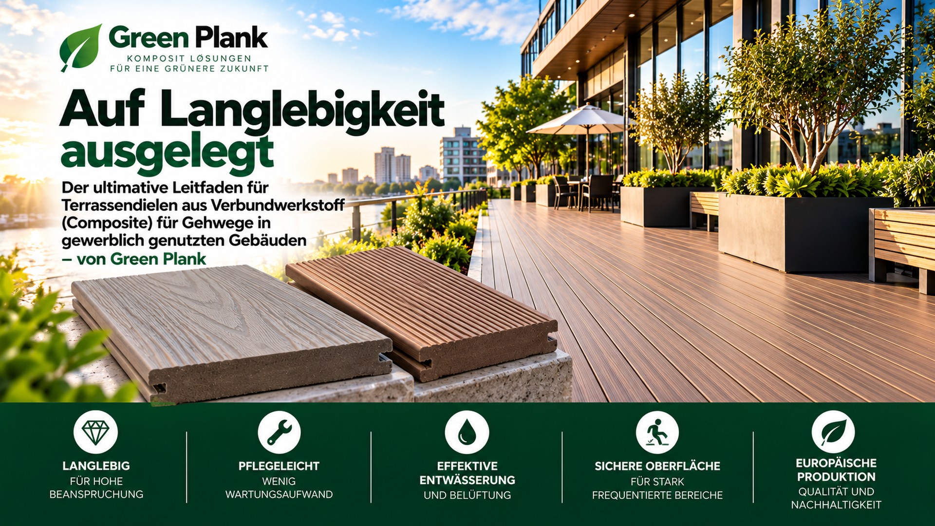 Composite Terrassendielen für Gewerbe | Green Plank