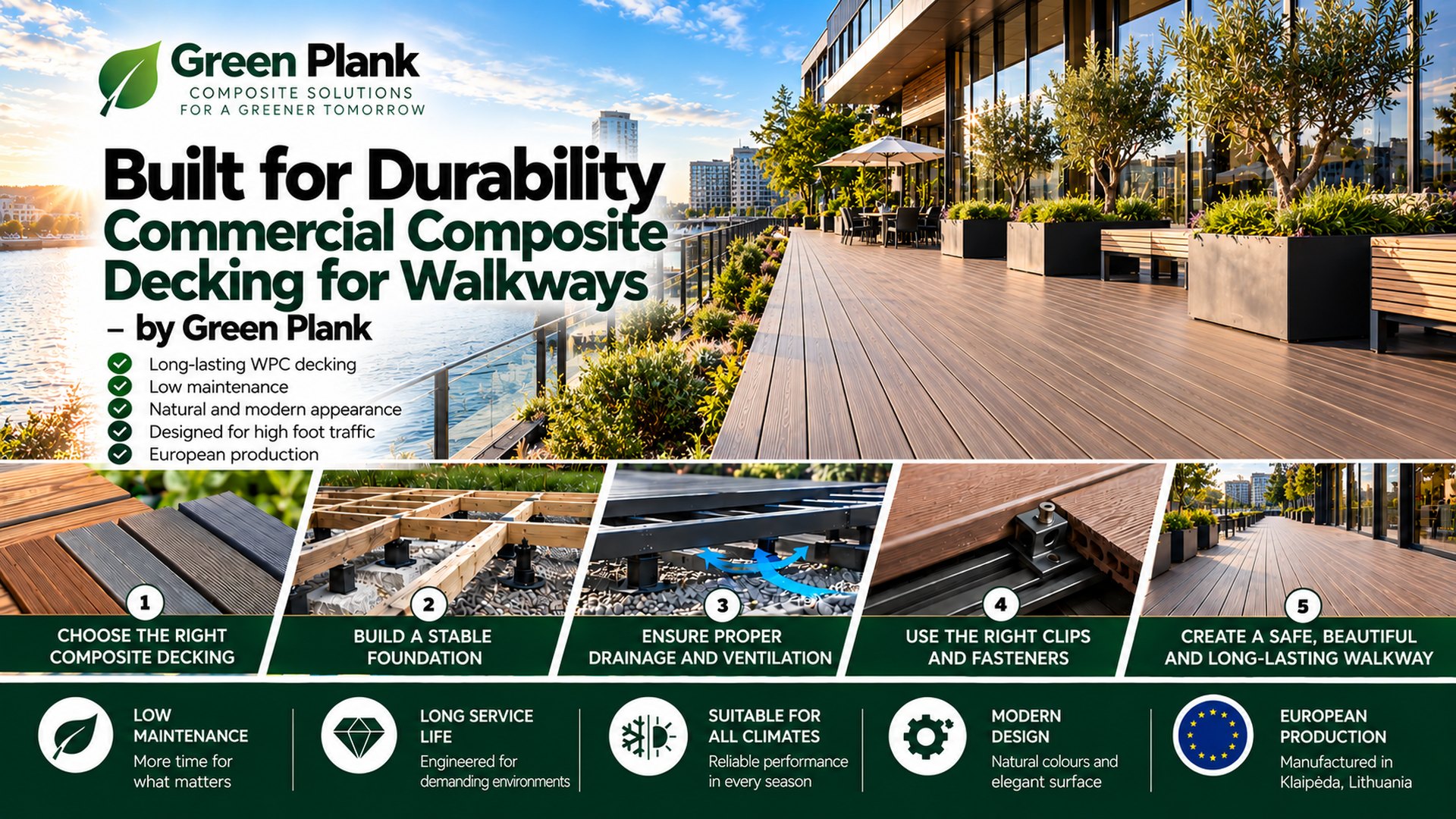 Commercial Composite Decking for Walkways | Green Plank