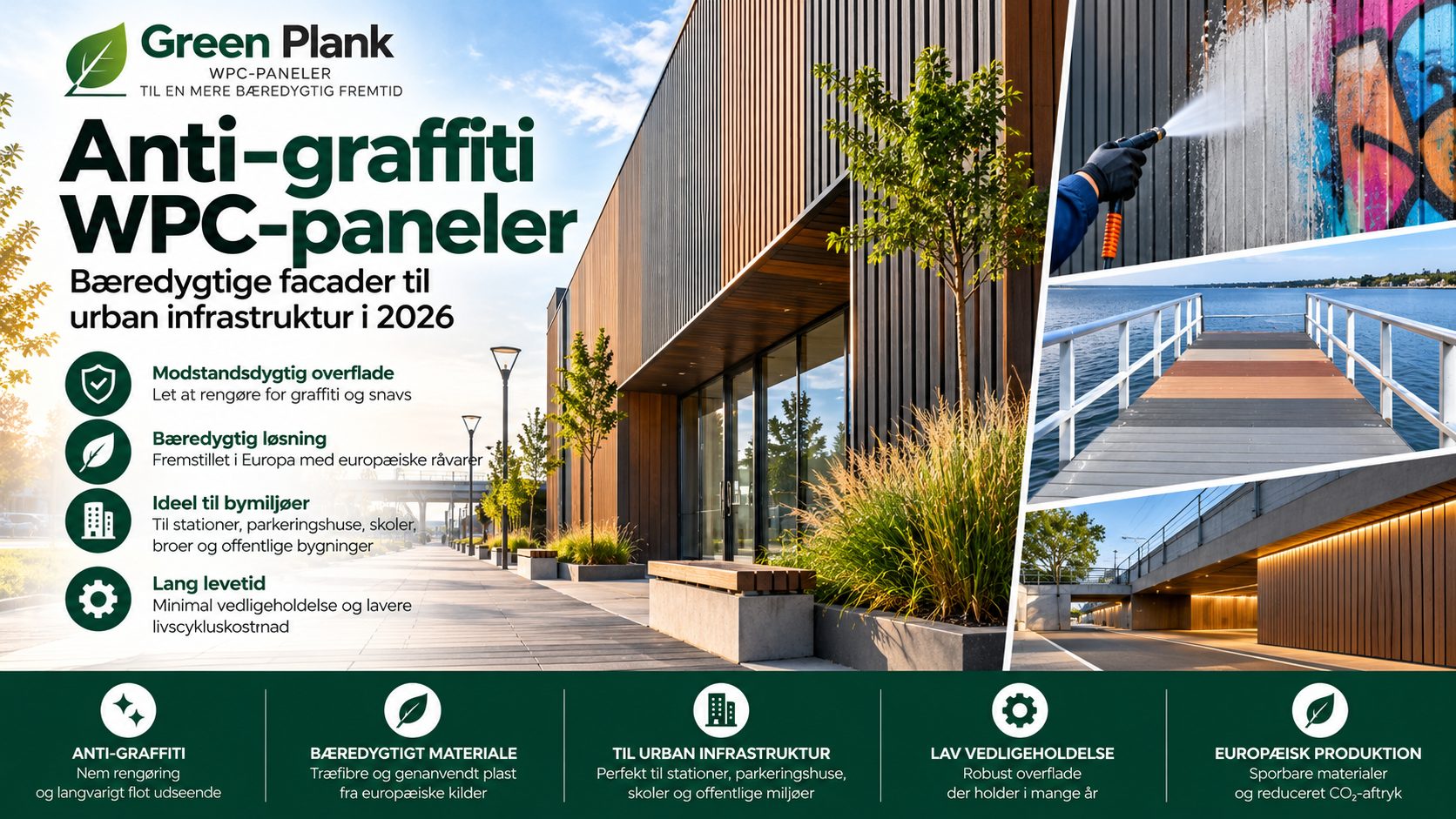 Anti-graffiti WPC-paneler til urbane facader | Green Plank