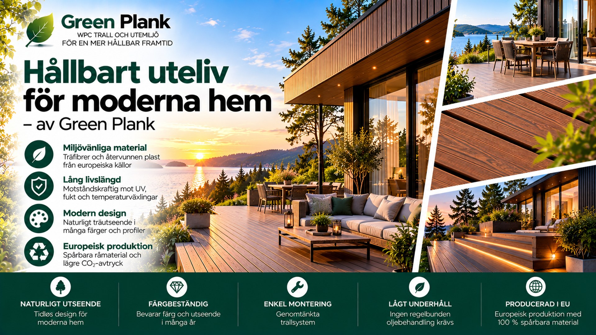 Hållbart uteliv för moderna hem | Green Plank 2026