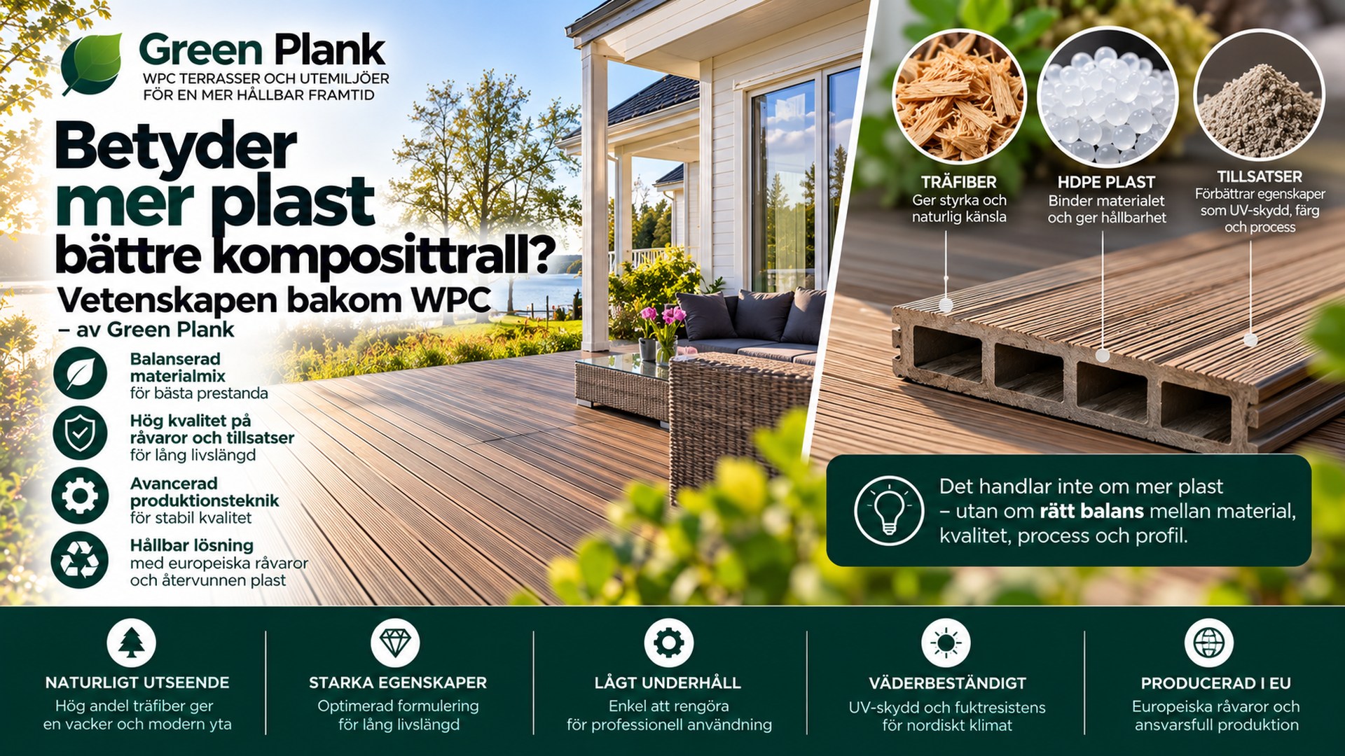 Mer plast i komposittrall? Vetenskapen bakom WPC