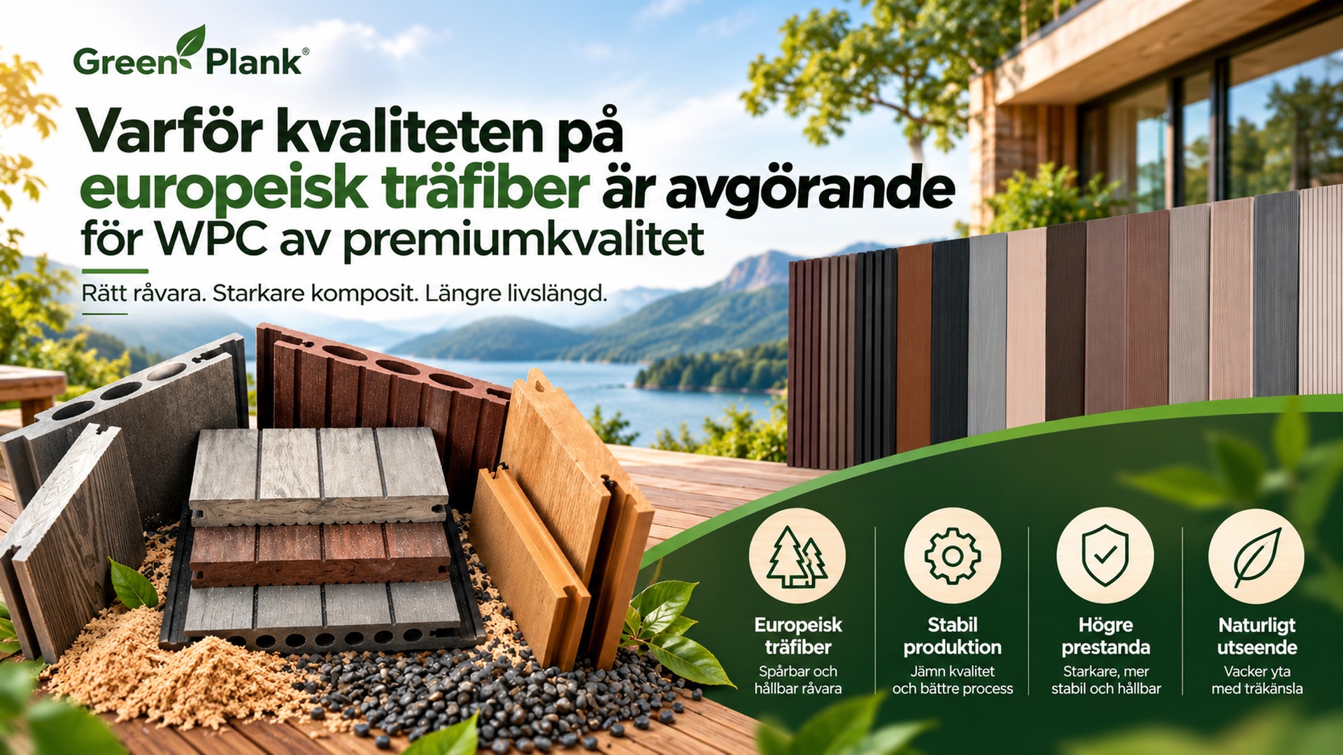 Europeisk träfiber för WPC av premiumkvalitet | Green Plank