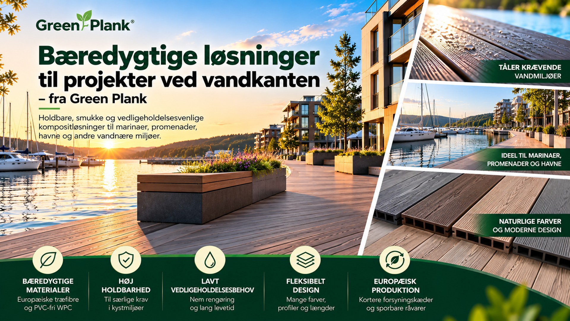 Bæredygtige løsninger til projekter ved vandkanten – fra Green Plank