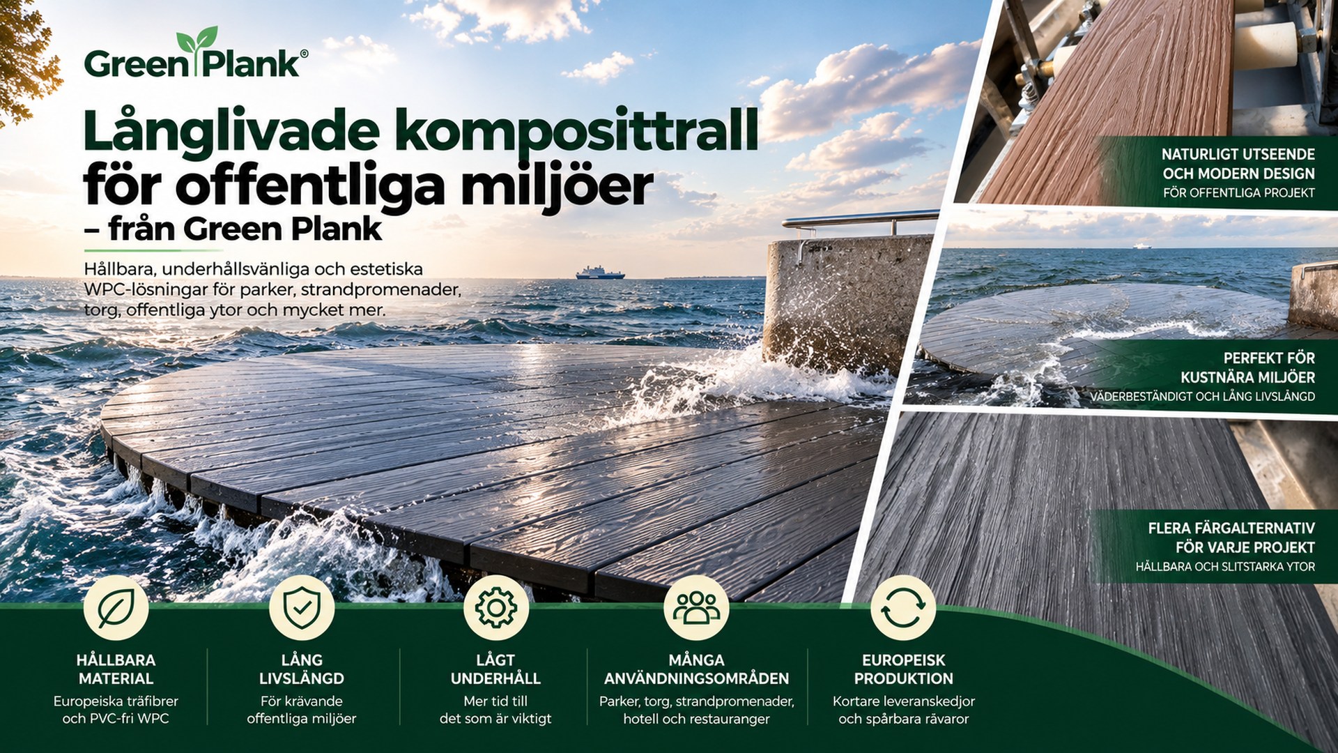 Komposittrall för offentliga miljöer | Green Plank