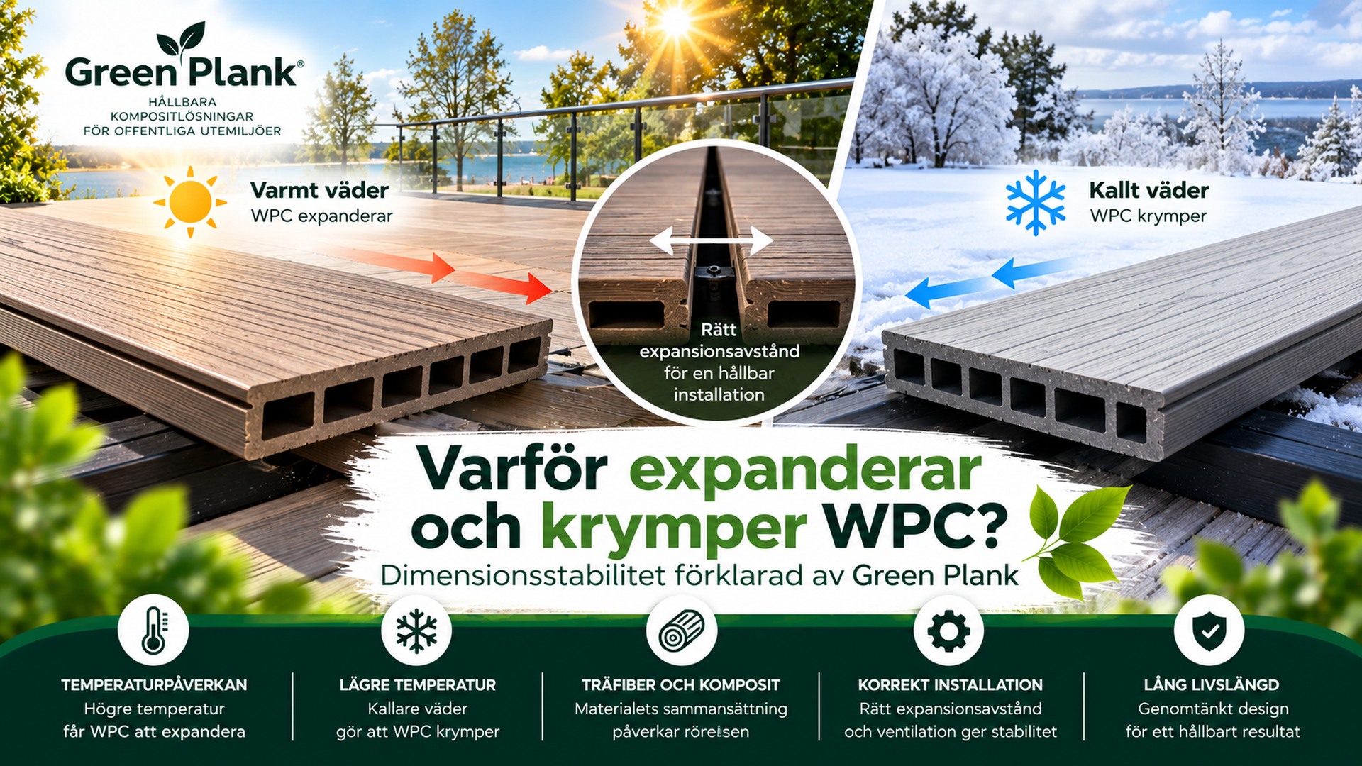 WPC dimensionsstabilitet och expansion | Green Plank