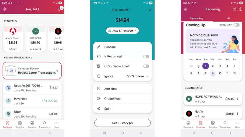Rocket Money app interface