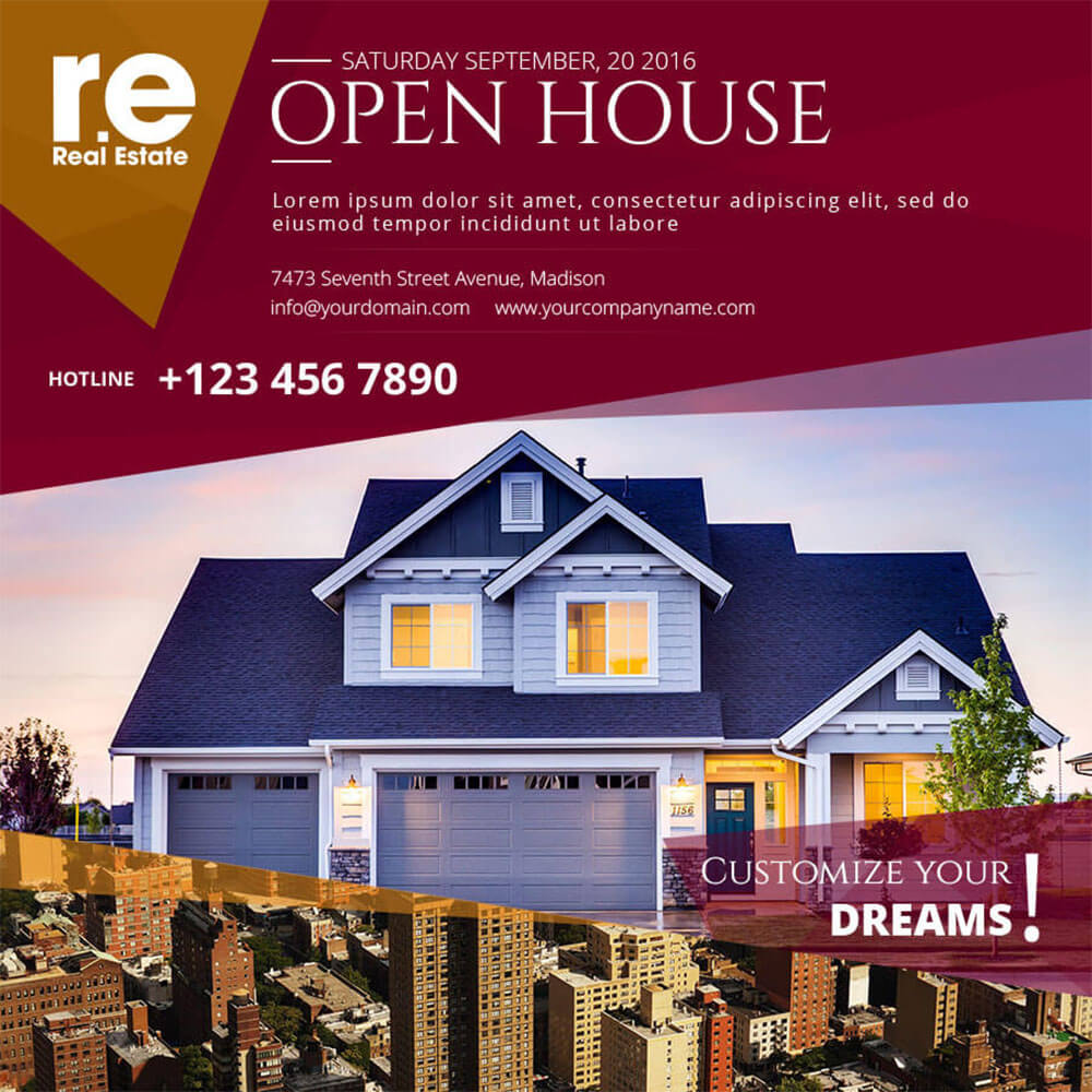 brown red real estate banner design bd228 bk designs