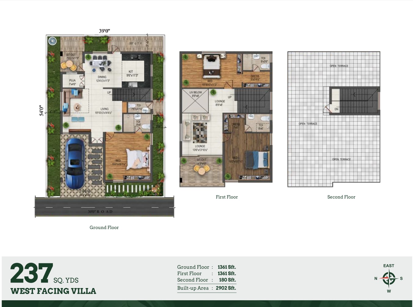 237 sq.yd West facing villa