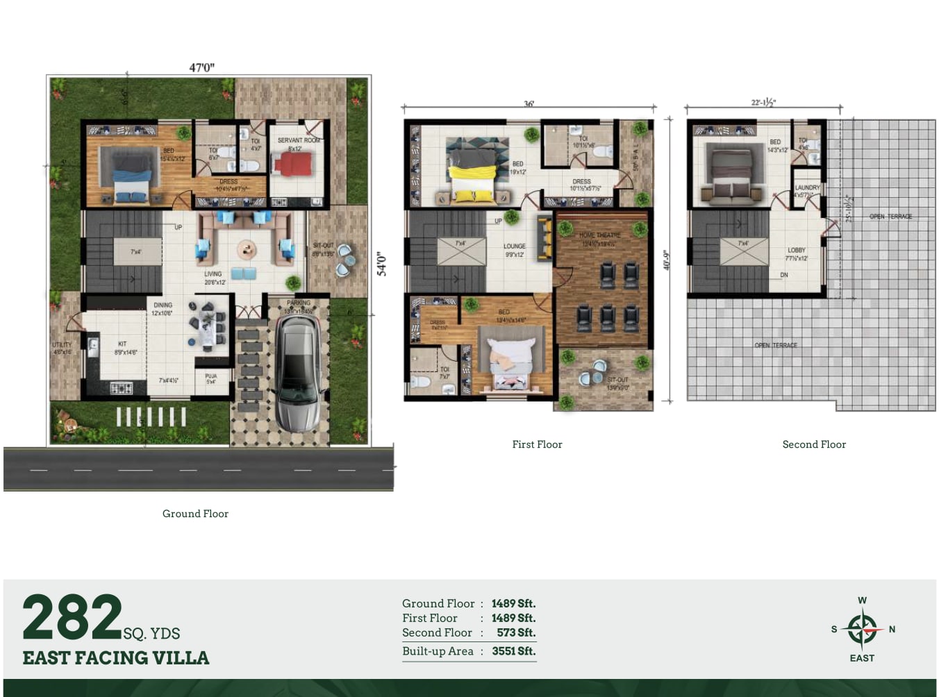 282 sq.yd East facing villa