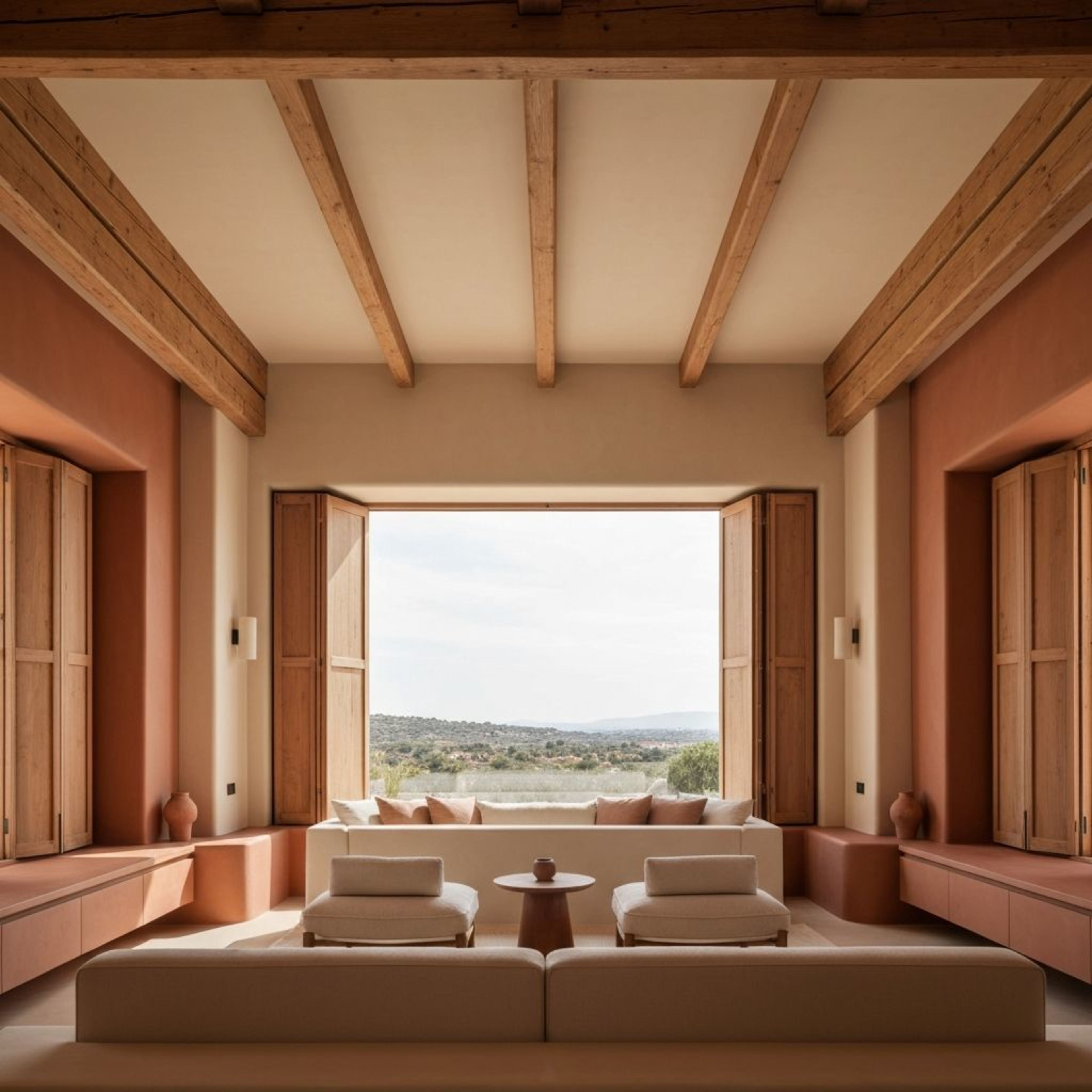 Luxury private villa interior editorial image with valley view in Mahabaleshwar