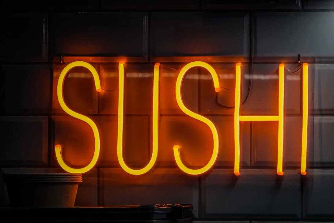 orange sushi neon light