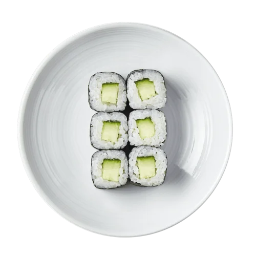 cut cucumber and toasted sesame in nori roll