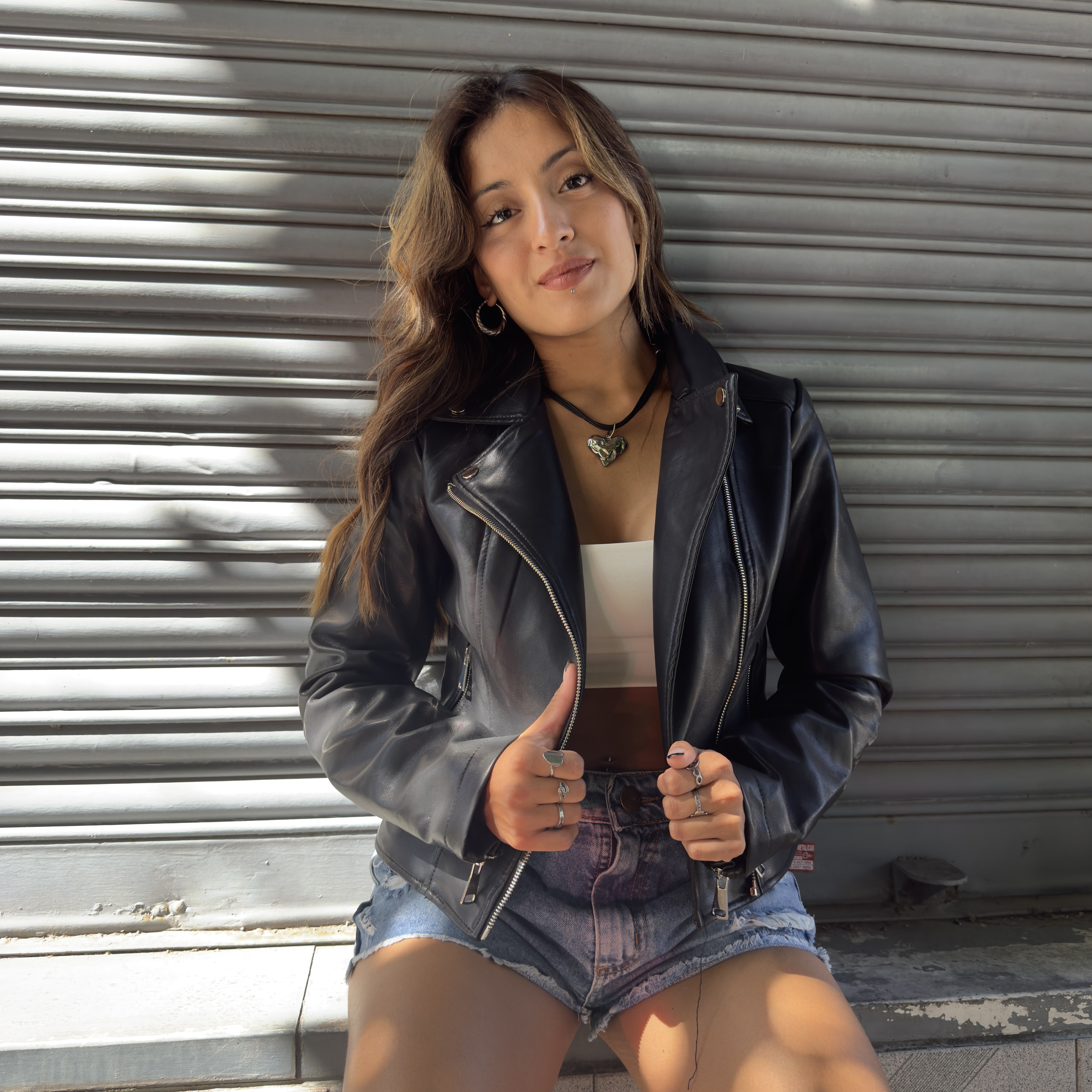 Campera de cuero lisa