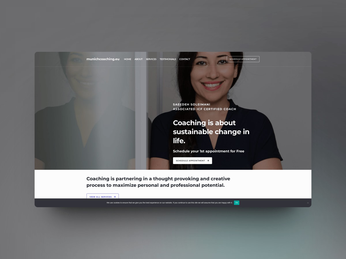 Pages from the Munich Coaching website, built by Easify for a coaching practice in Germany