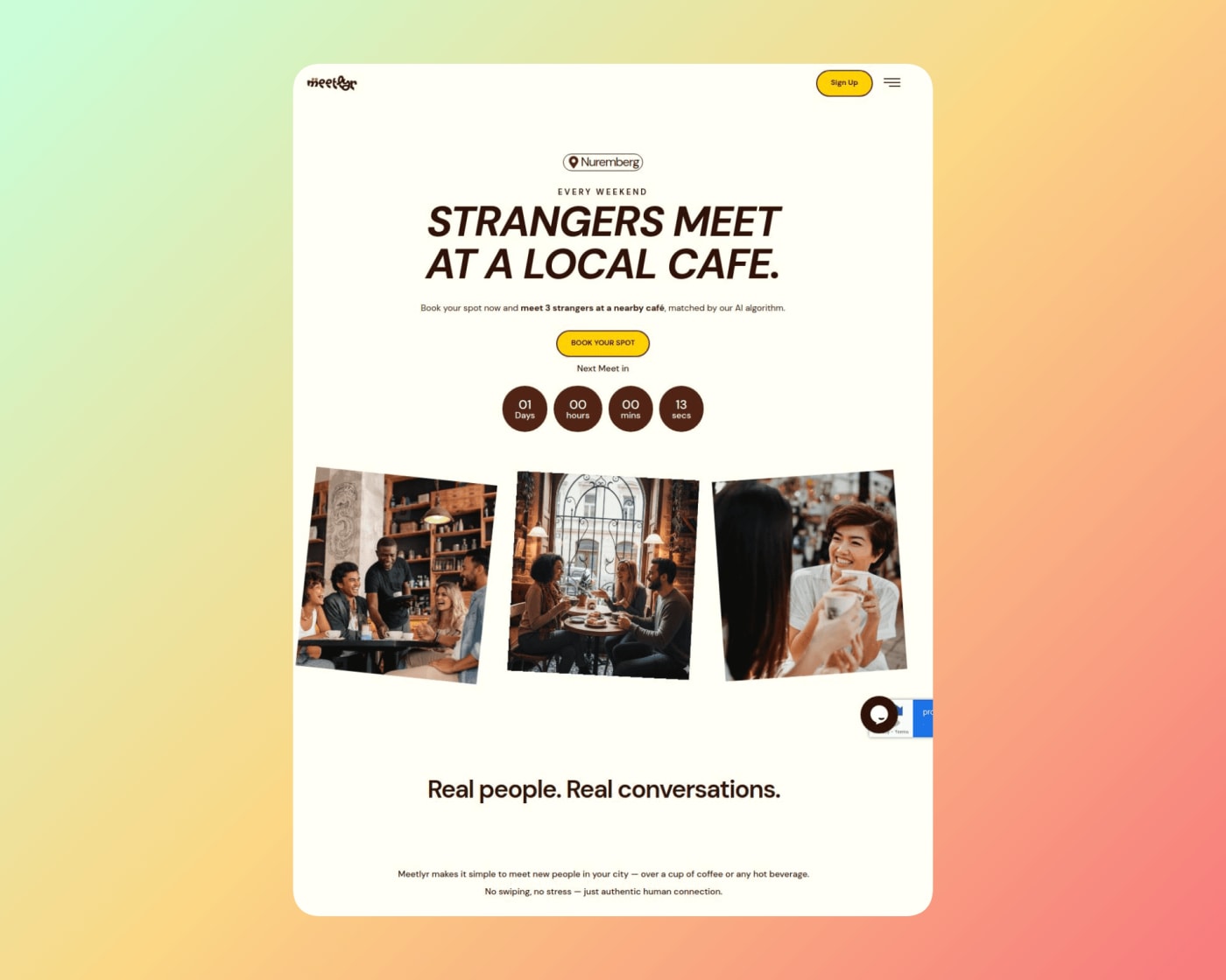 Meetlyr, screen 1