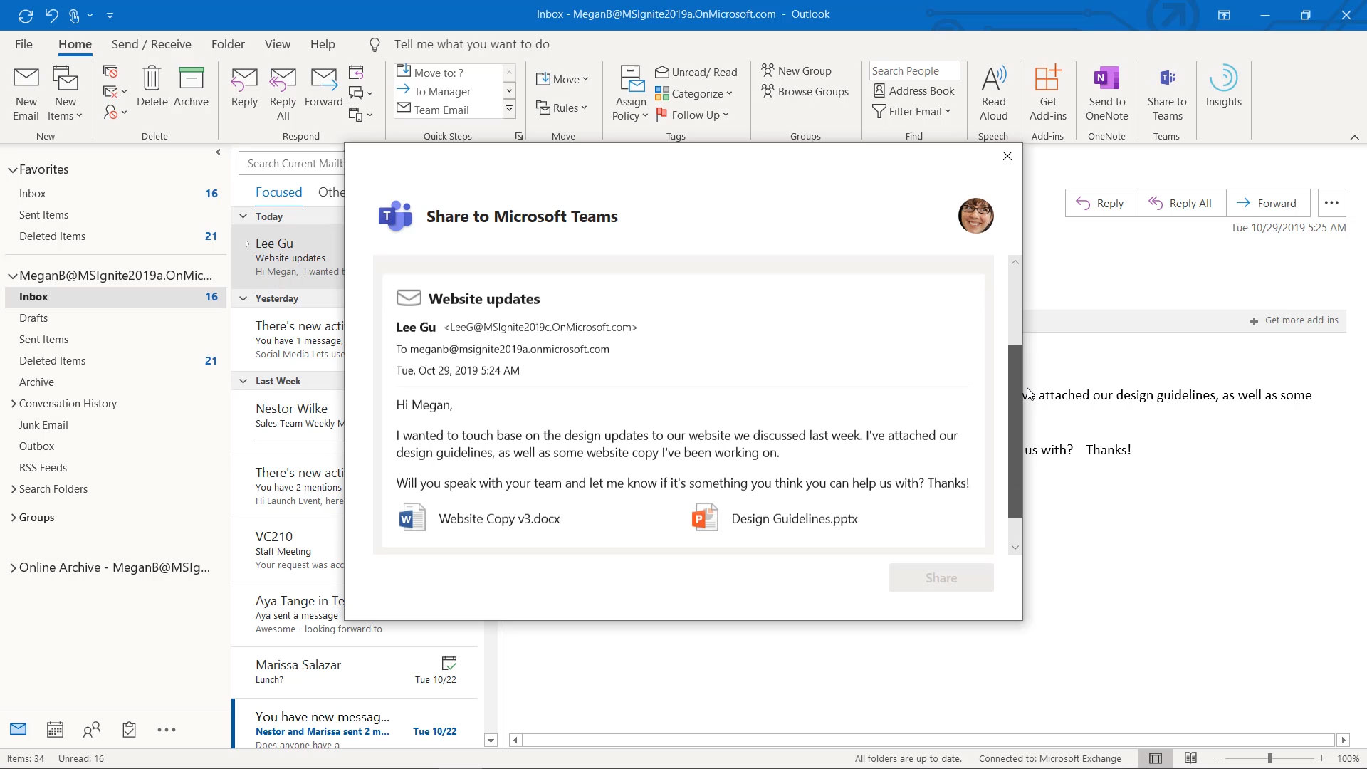 Integration zwischen Outlook und Teams