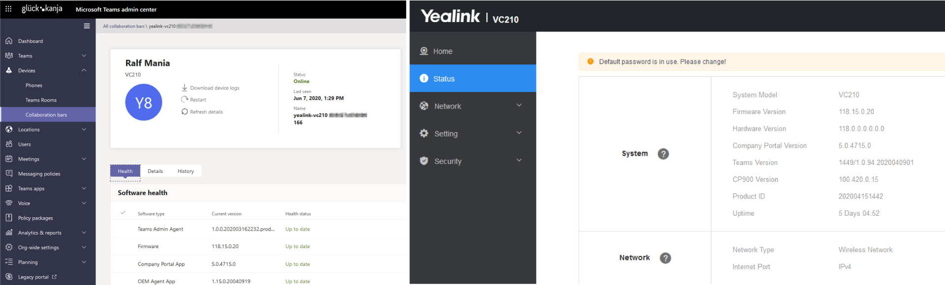 Yealink Language und Remote Control