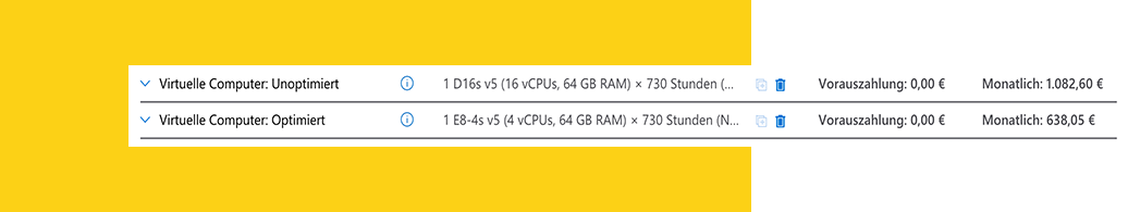 Comparación de costos de VMs