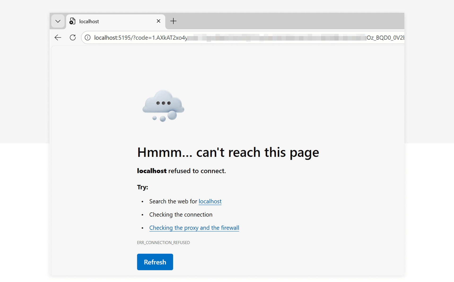 The browser runs into an error
