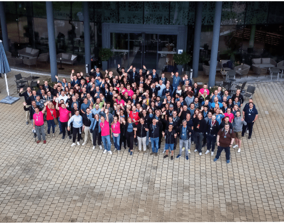 Illustration of a blue key entering a yellow keyhole, symbolizing security or access control