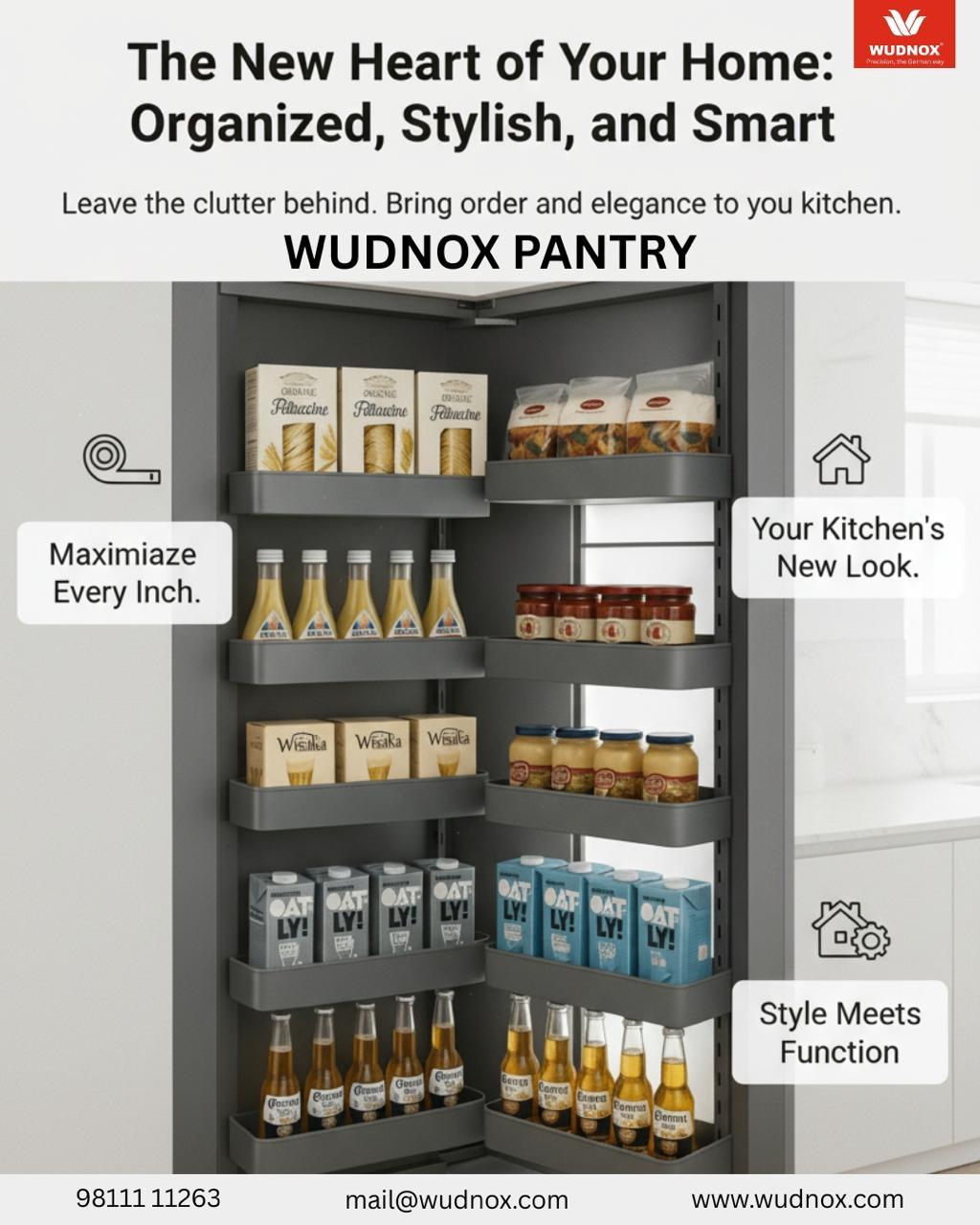 Wudnox Glass Pantry 600mm – 6 Layer