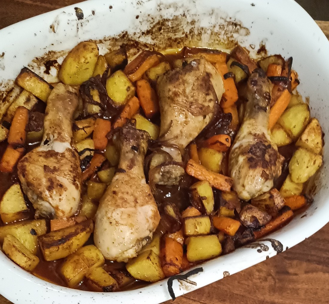 Honig Knoblauch Hähnchen und Gemüse