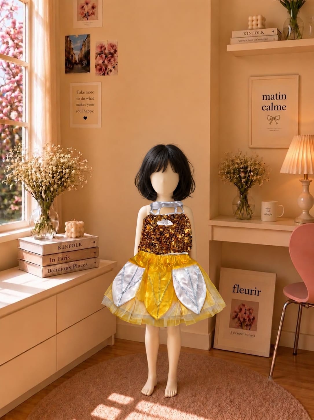 Golden & Yellow Girls Performance Costume Dress