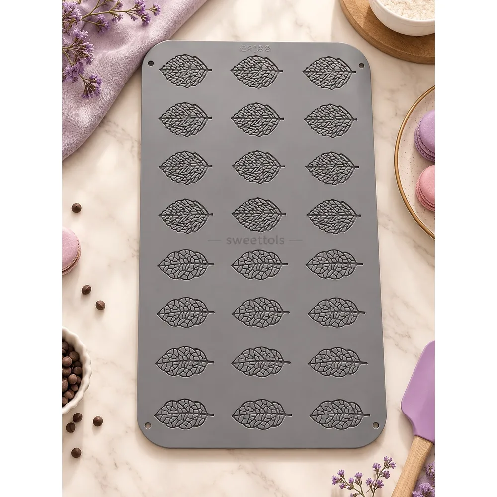 tapis ou moule en silicone gris à motifs de feuilles ou plumes dimensions 47 x 27 cm