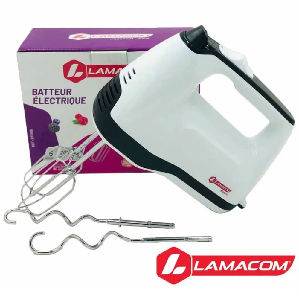 Batteur Électrique 5 Vitesses 200W - Lamacom une marque qui propose des produits de qualité pour la cuisine.