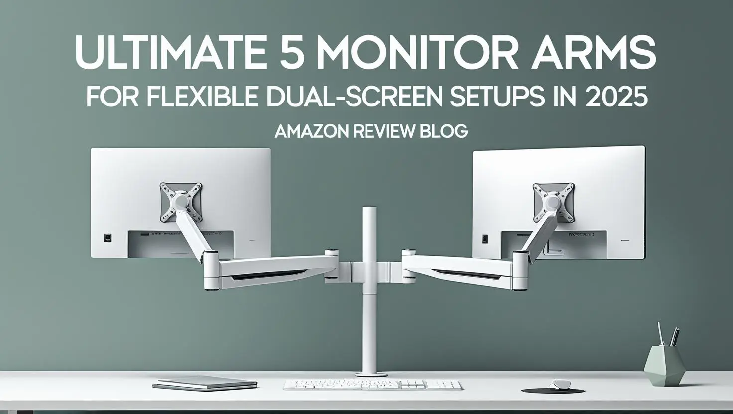 Dual monitor setup with arm-mounted screens