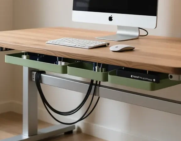 cables DIY cable management channel blending seamlessly with standing desk frame