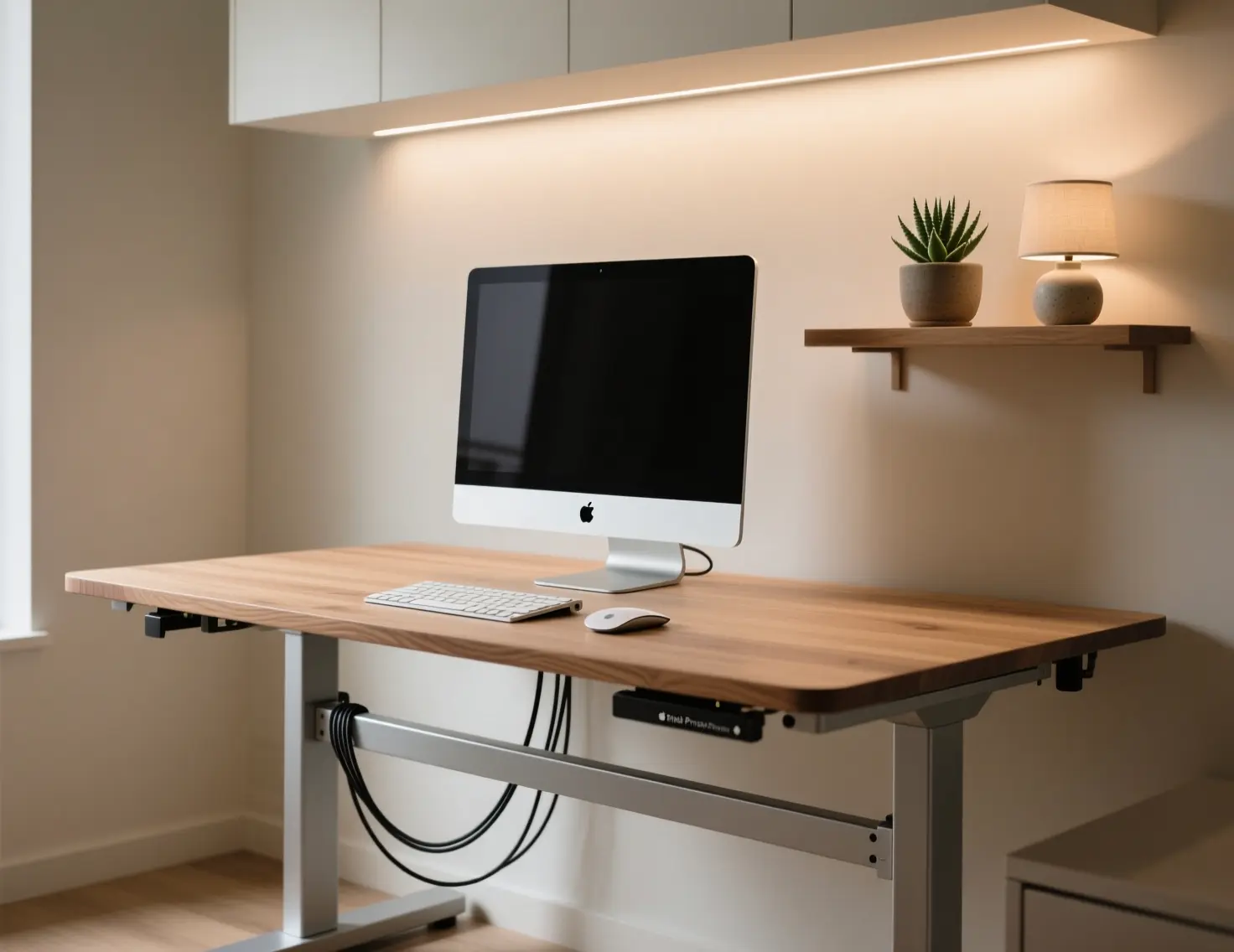 how-to-cable-manage-adjustable-desk clean standing desk well cable managed