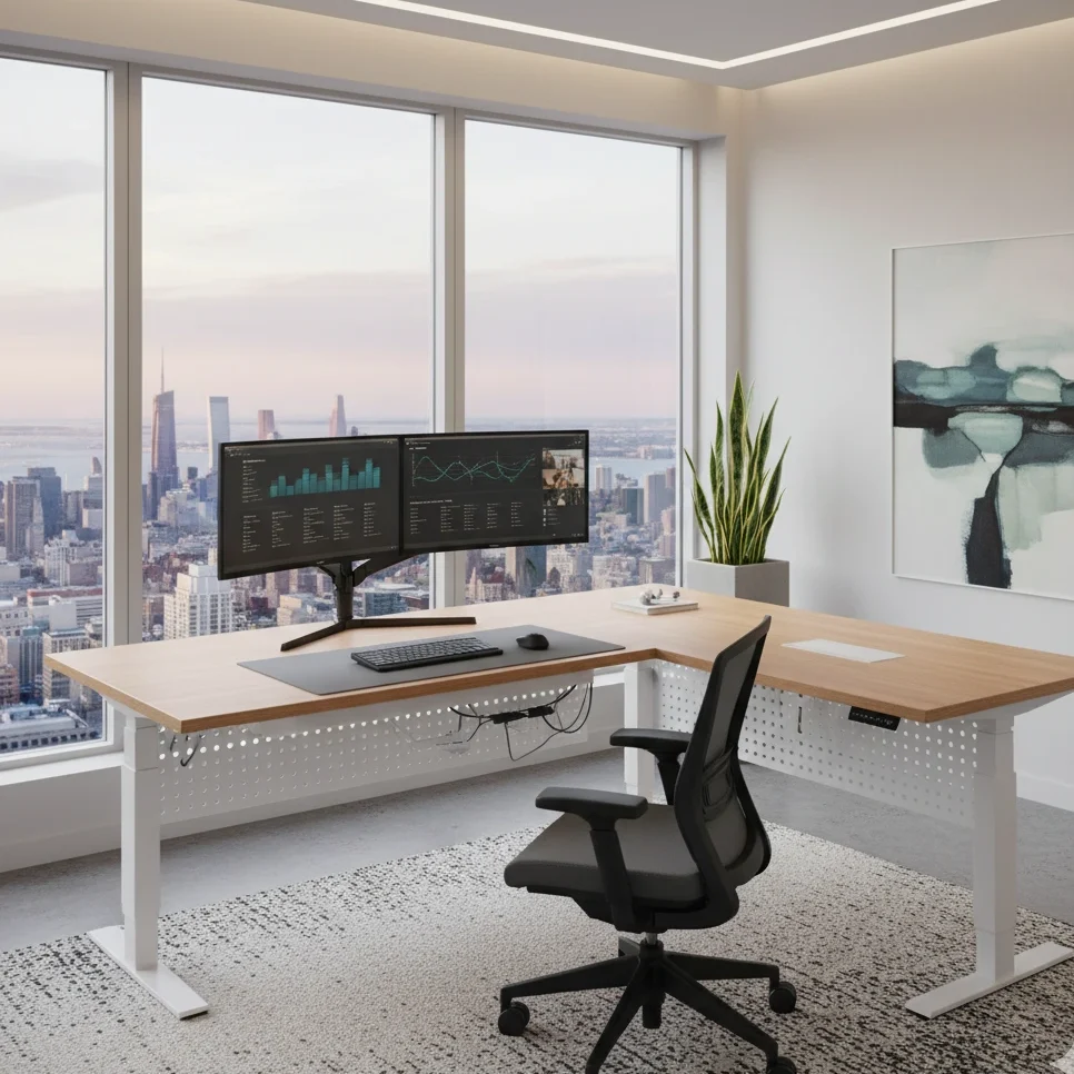 l-shaped-adjustable-desks best corner office standing desks