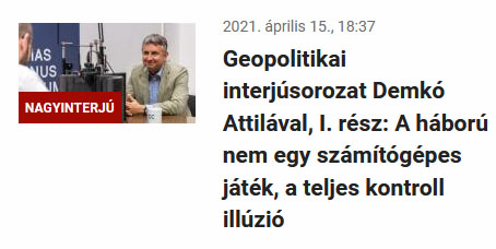 Geopolitikai interjúsorozat Demkó Attilával, I. rész: A háború nem egy számítógépes játék, a teljes kontroll illúzió