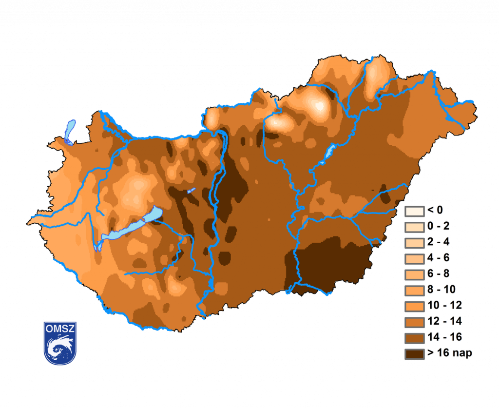 A hőhullámos napok számának változása 1981 és 2015 között. A magyar mezőgazdaságot az elsők között száríthatja el a klímaváltozás - ClimeNews