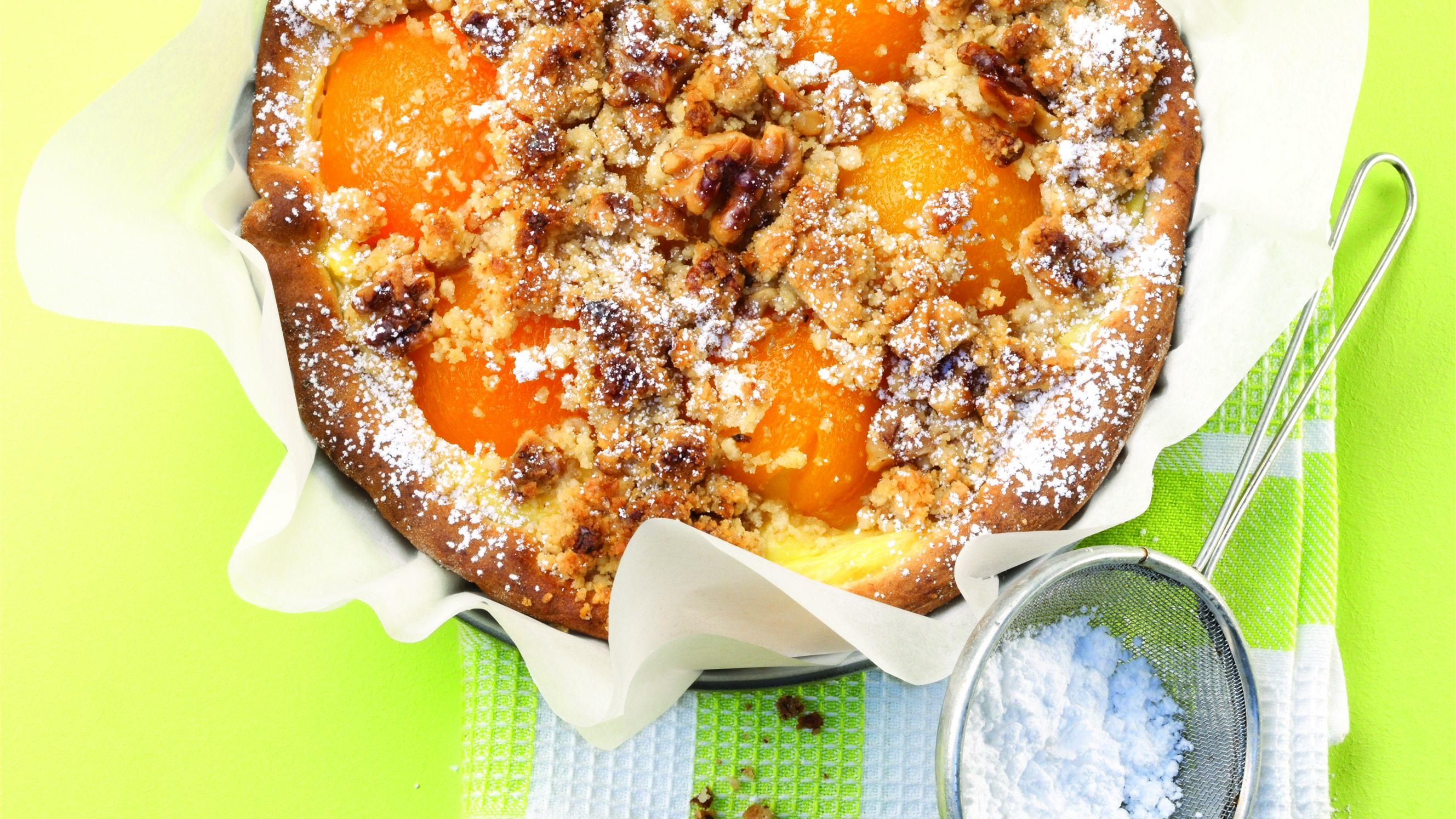 Walnut Streusel Pie with Apricots