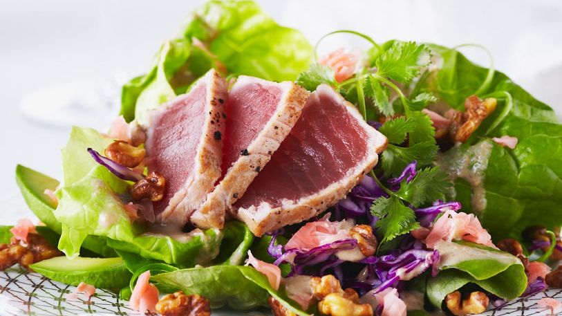 Tuna Salad with Walnut Wasabi Dressing