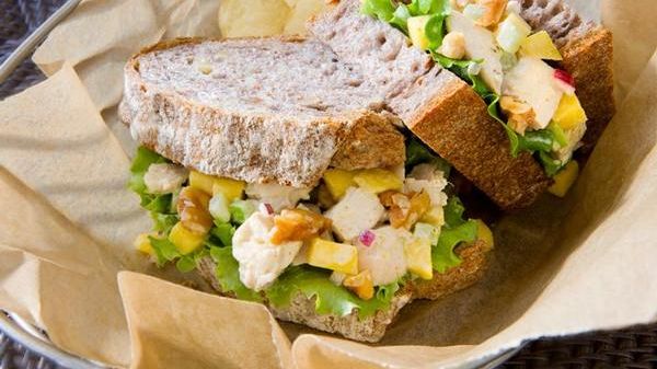 Curried Mango-Walnut Chicken Salad Sandwich