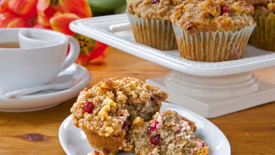 Nutty Cranberry Muffins with Streusel Topping